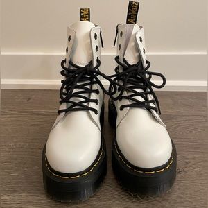 Dr Martens / Doc Marten Jadon smooth platform boots in white leather size 37